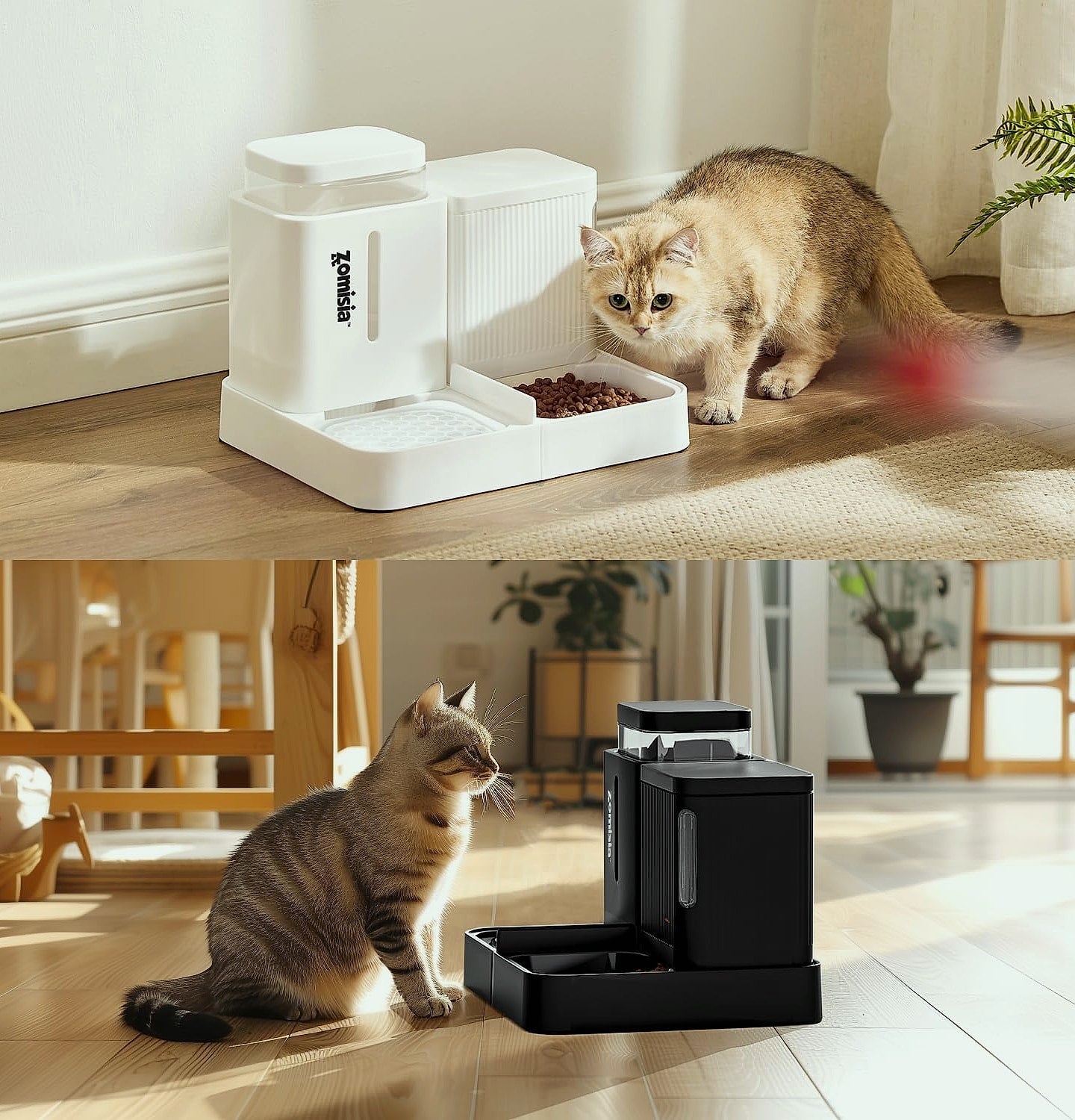 ZOMISIA Automatic Cat Feeder and Water Dispenser Set, 2 in 1