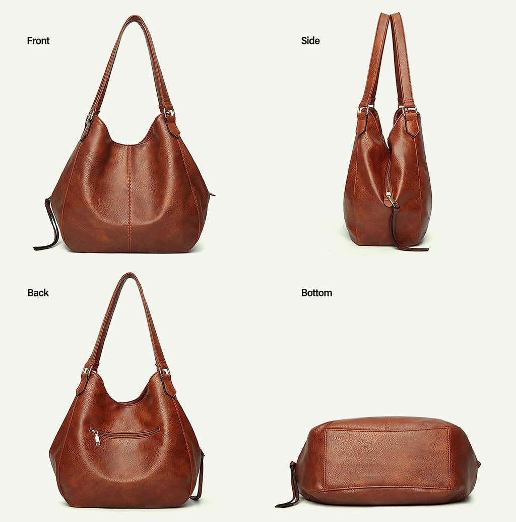 DOURR Women's Vegan Leather Shoulder Bag with Multi Compartments