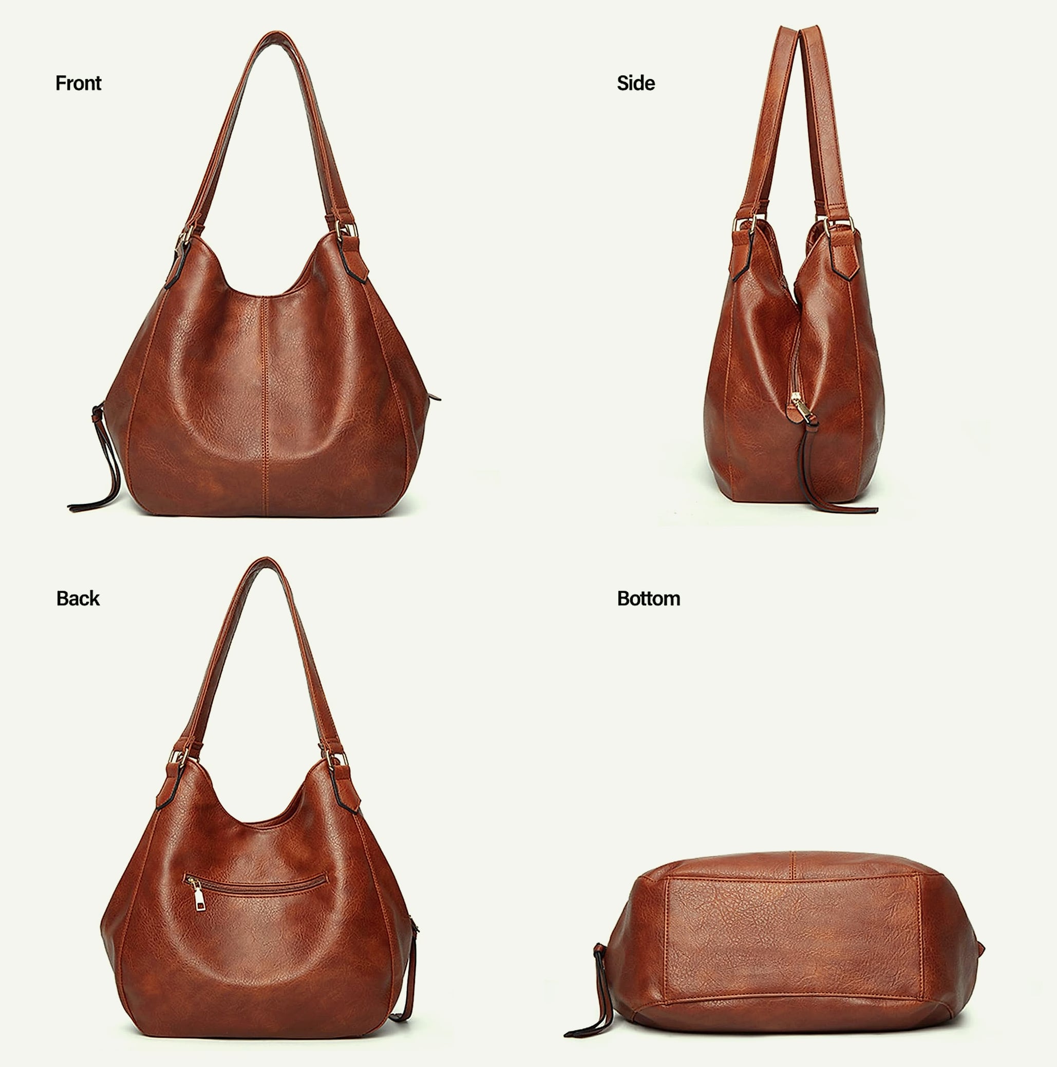 DOURR Women's Vegan Leather Shoulder Bag with Multi Compartments