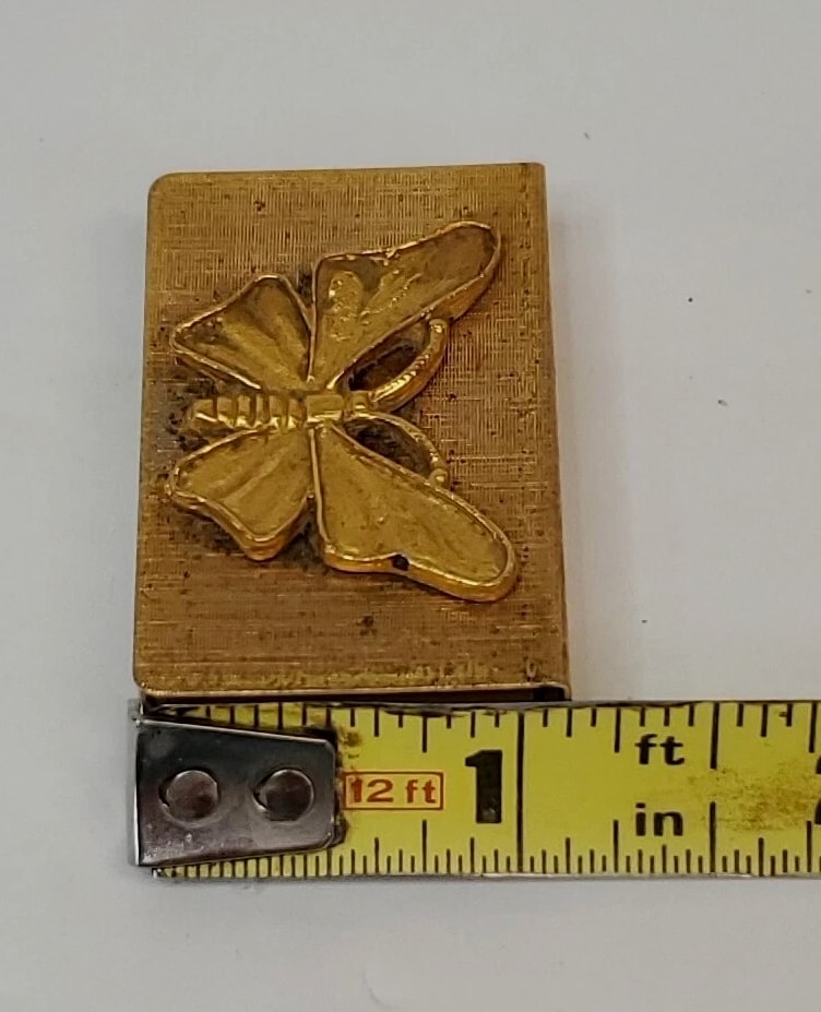 Vintage Butterfly Match Stick Holder Gold 1.75 X 1 inch 1950s