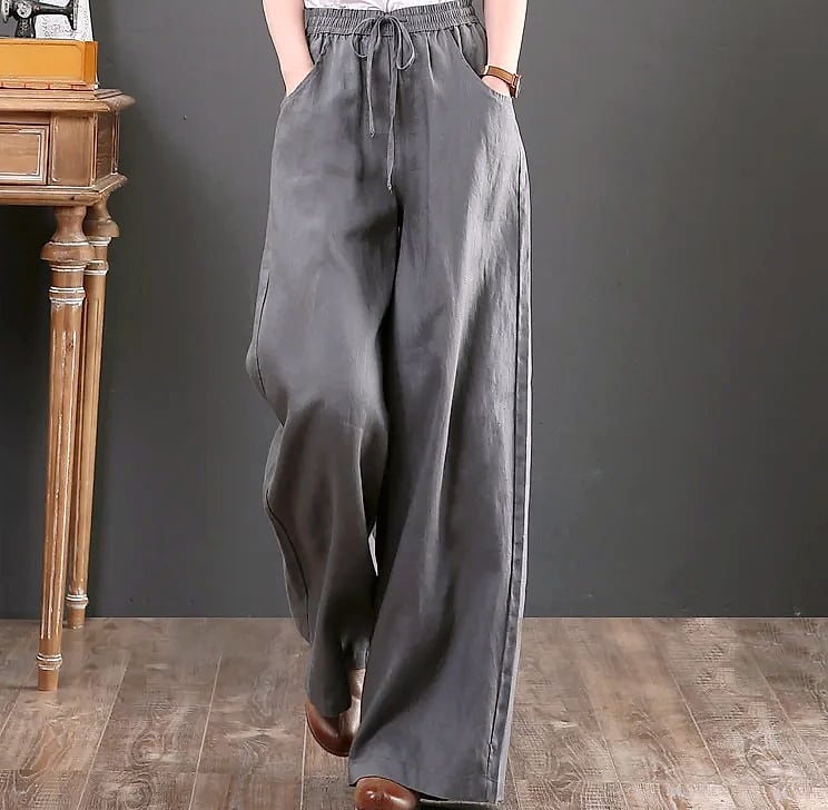 Careaymade Women's Wide Leg Pants Cotton Linen Casual