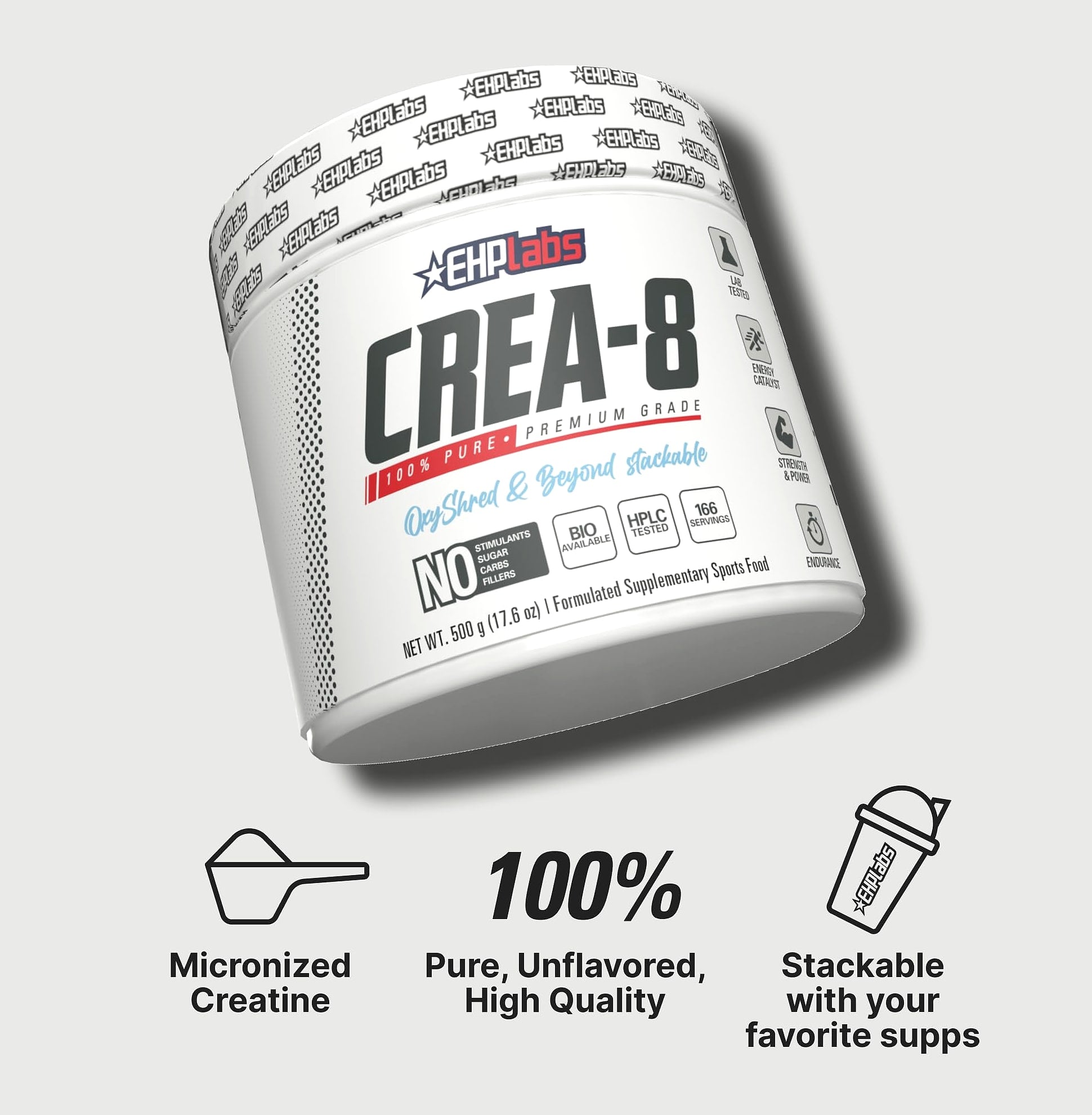 EHP Labs CREA-8 Micronized Creatine Monohydrate Powder 500g