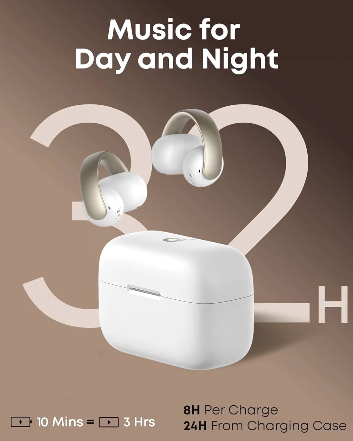 Soundcore AeroClip Open-Ear Earbuds Clip-On Headphones 4 Mic AI-Boost Clear Call