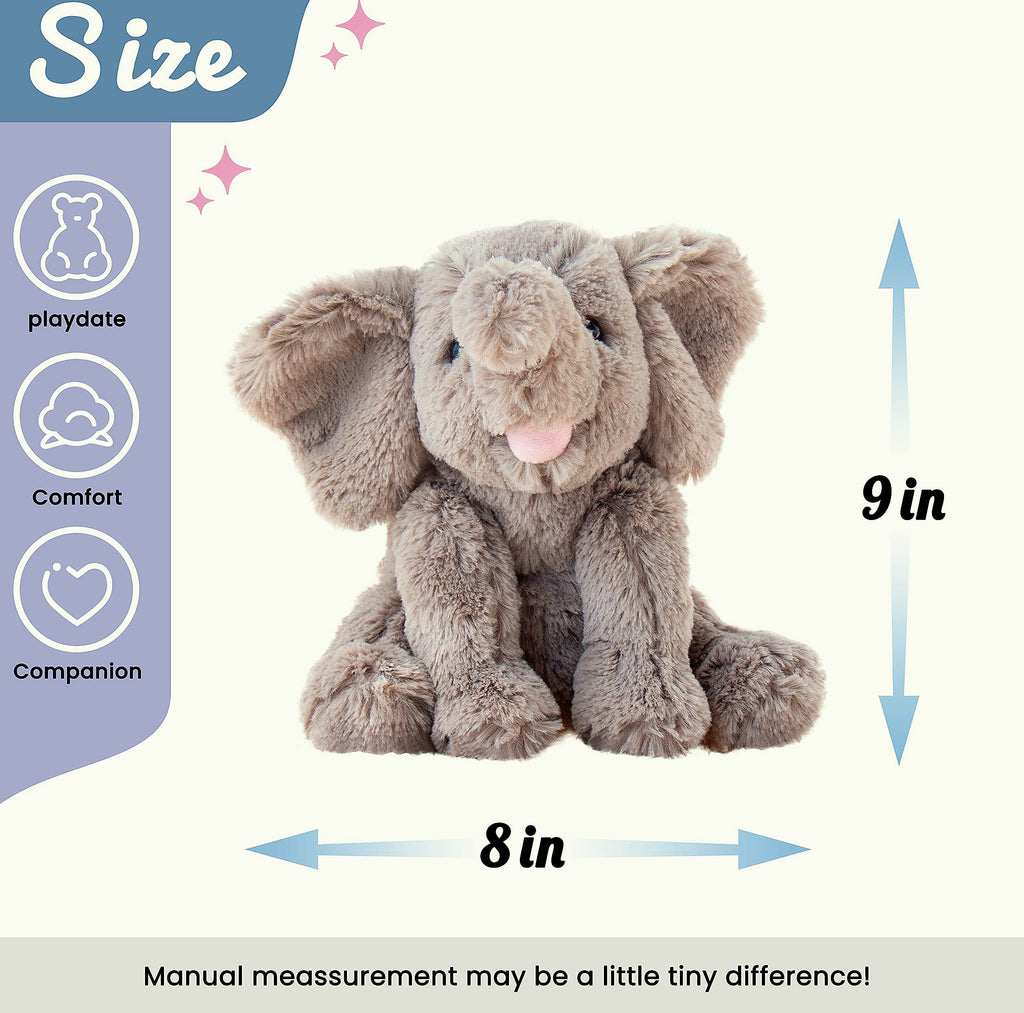 Hopearl Plush Calf Elephant Stuffed Animal, 9 Inch Soft Toy