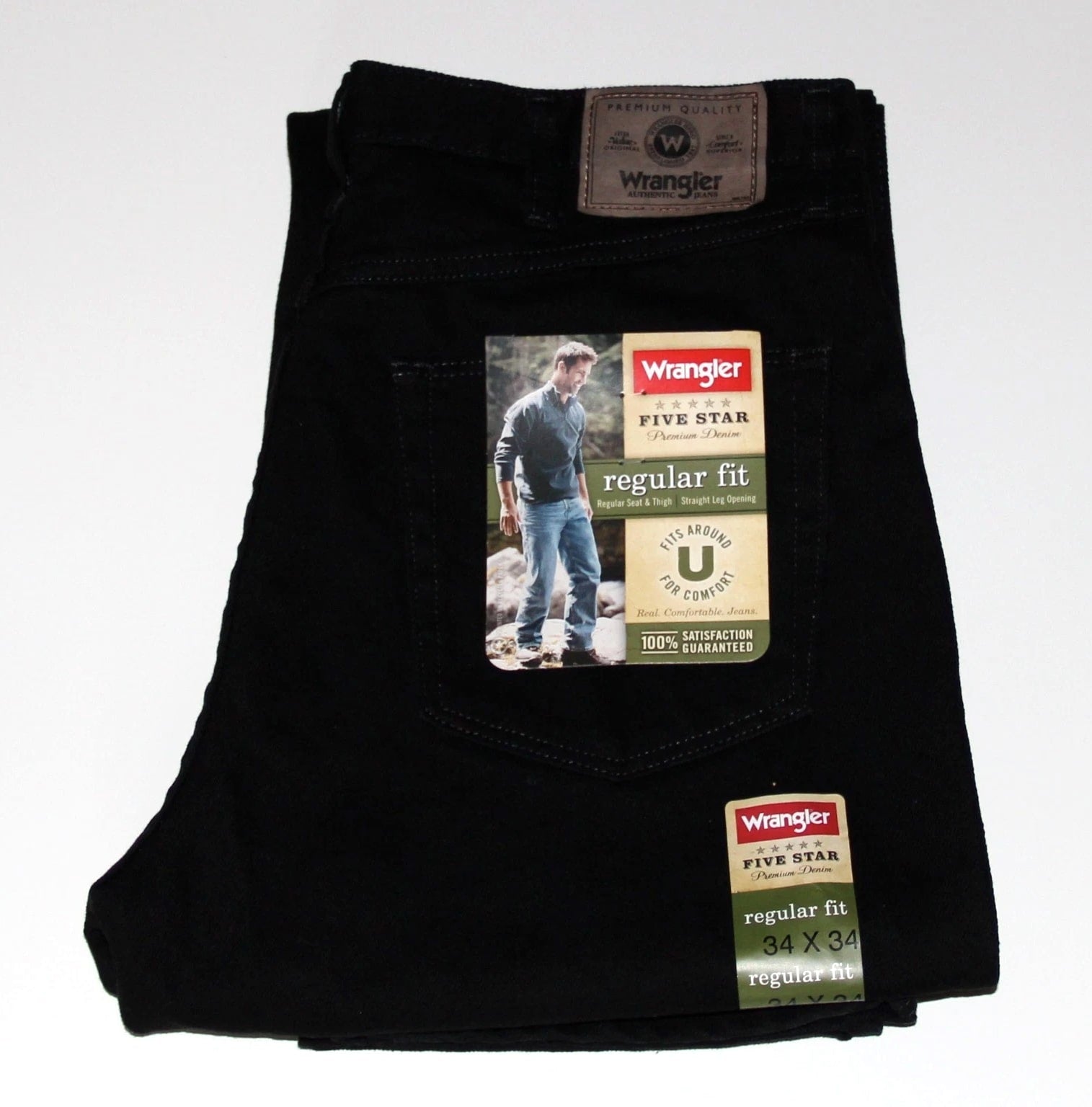New Wrangler Five Star Regular Fit Jeans Men’s Sizes Five Colors 100% Cotton