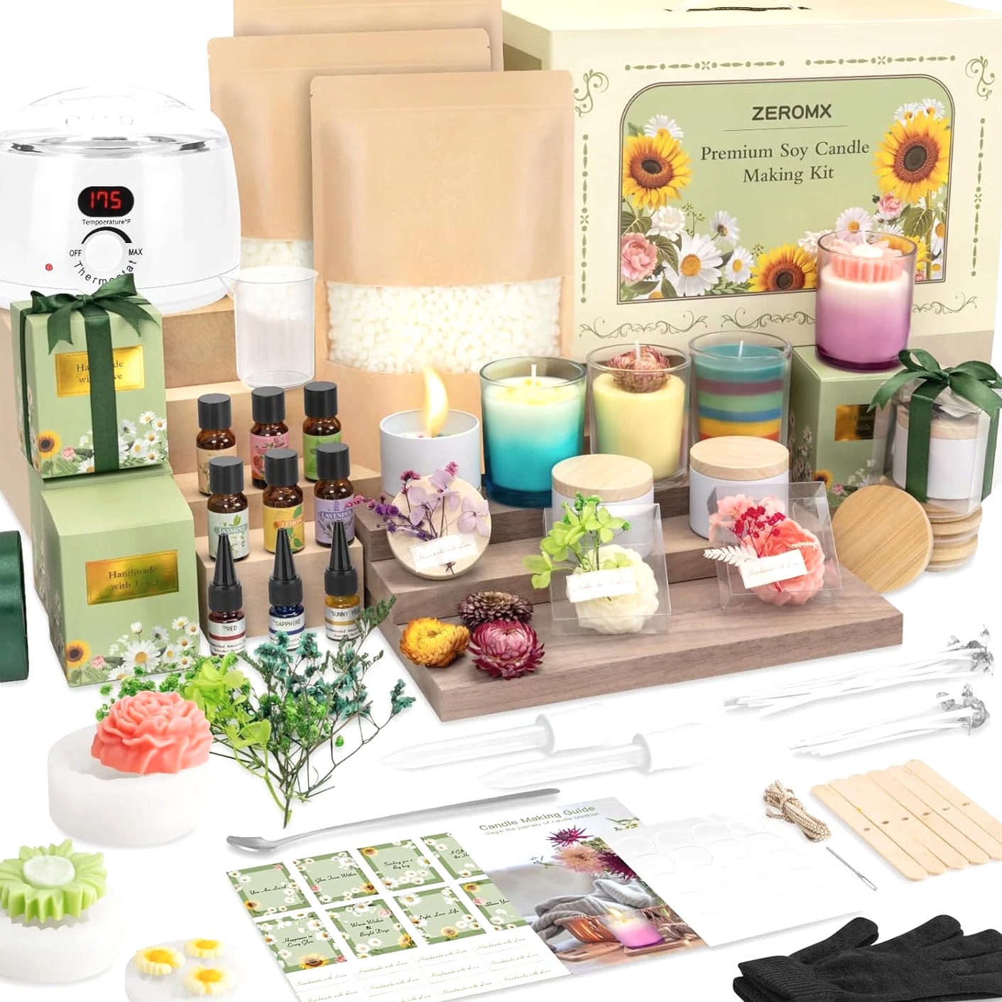 Candle Making Kit for Adults Beginners – 1200G Soy Wax, Digital Wax Melter Pot,
