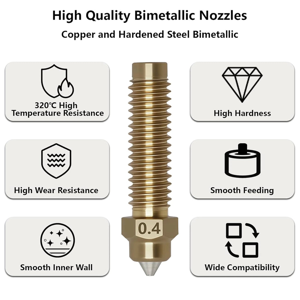 5-Pack 0.4mm Hardened Steel Nozzle Kit for Elegoo Centauri 3D Printer