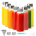 Glass Water Bottles with Lids & Straw 16 oz, 8 Pack Reusable Juice Bottles Wi...