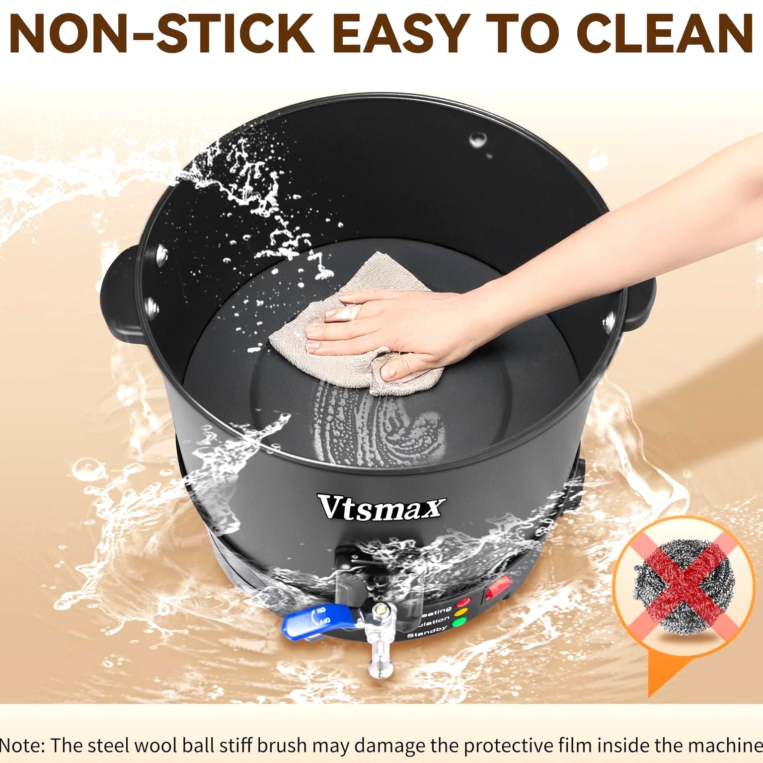 Vtsmax 12Lbs Wax Melter for Candle Making Pot, Temp Control and No-Clog -S