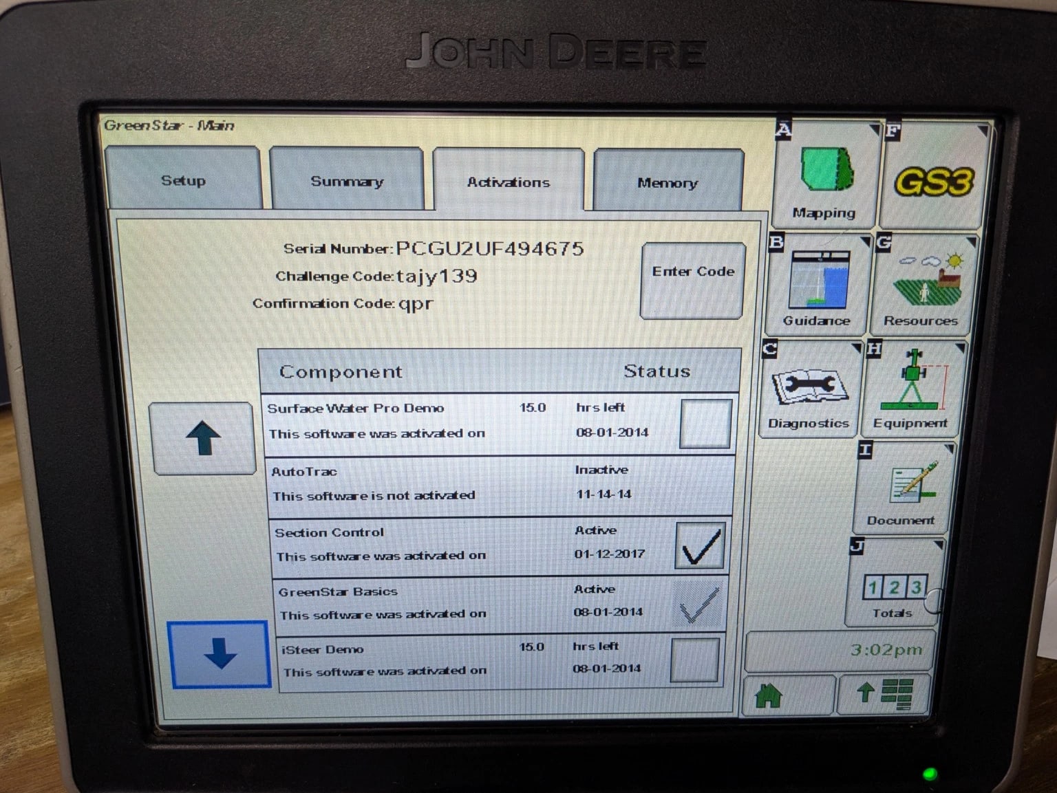 John Deere Greenstar 3 GS3 2630 Display - PFA11061, PFA10631, PFA10058, PFA10310