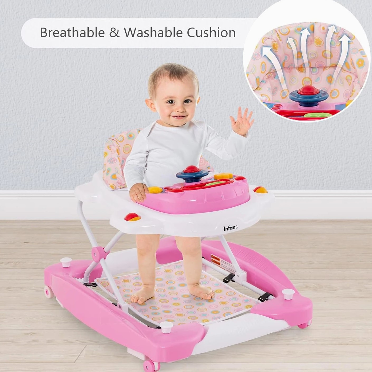 Baby Walker, 5 in 1 behind Walker Learning Seated Rocker Bouncer with Removable