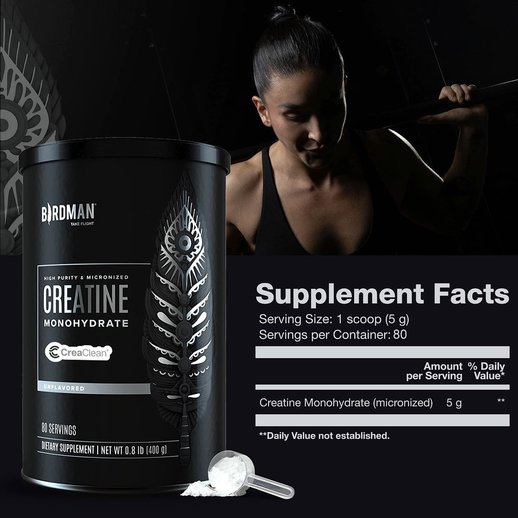 BIRDMAN Micronized Creatine Monohydrate Powder, 80 Servings