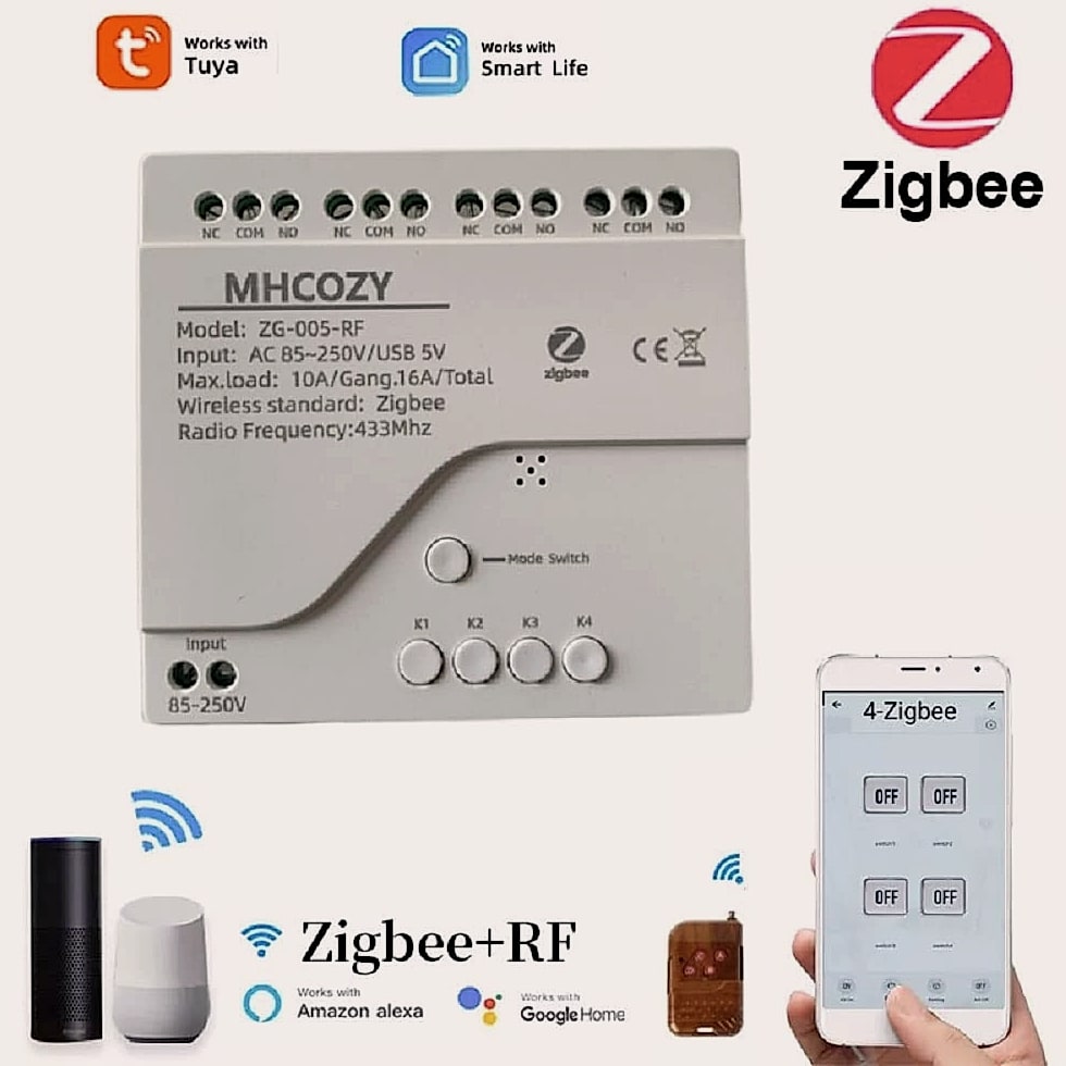 MHCOZY 4CH Zigbee Relay Switch for Home Automation