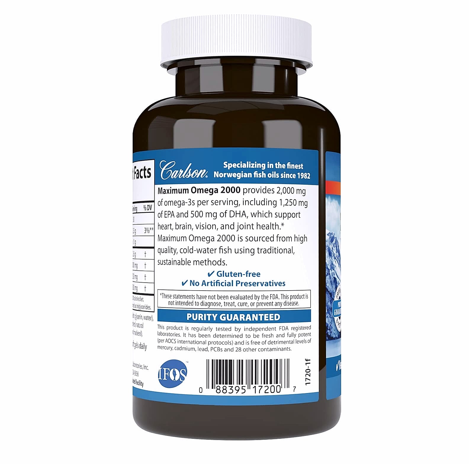 Carlson Maximum Omega 2000 mg Fish Oil Supplement, 60 Softgels