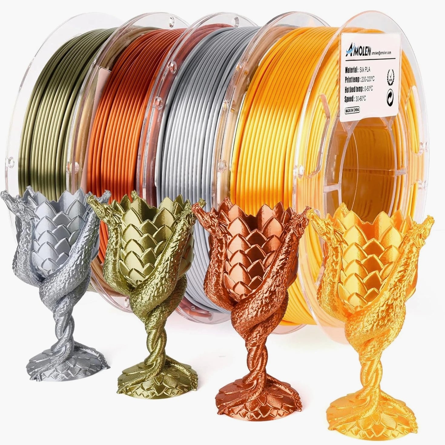PLA 3D Printer Filament PLA Filament 1.75Mm Silk Filament Bundle,Gold, Silver...
