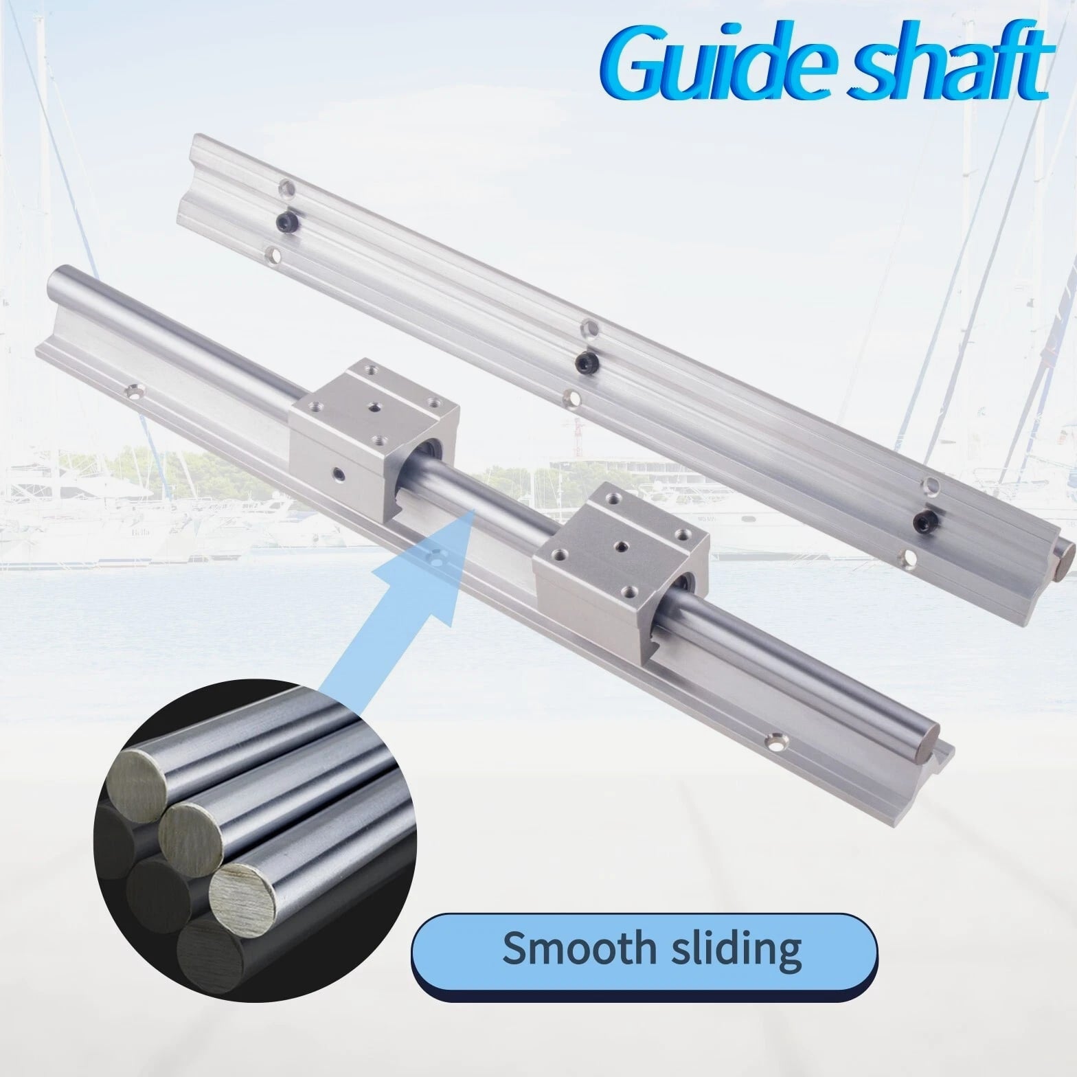2Pcs SBR12/16/20 Linear Rail Shaft 300mm~1500mm+4 Pcs SBR12/16/20 Bearing Block