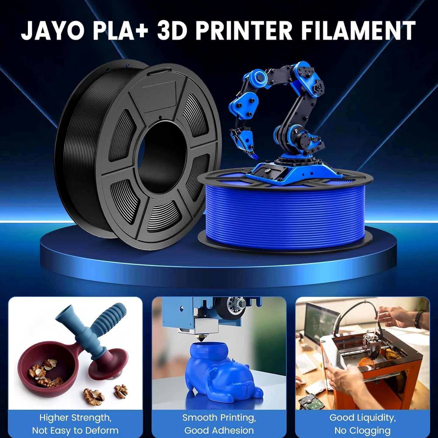JAYO 1.1KG 3D Printer Filament High Speed Matte PETG Silk PLA ABS 1.75mm