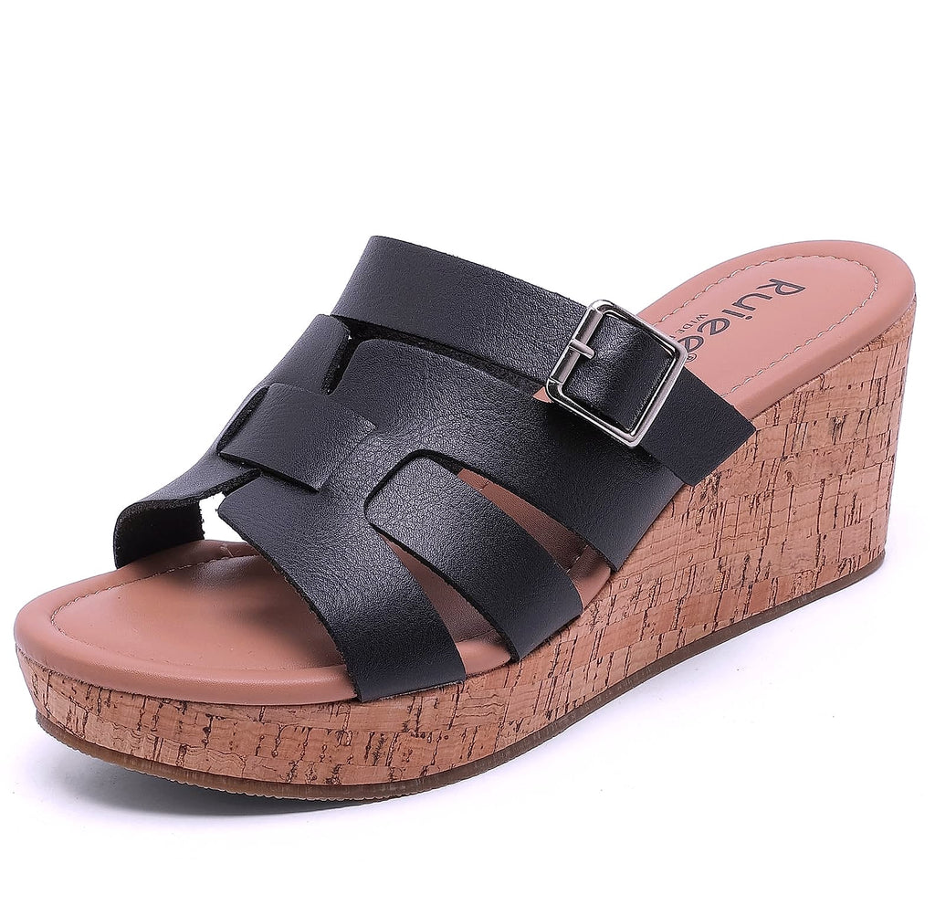 Ruiee Wide Width Wedge Sandals for Women Summer Comfort