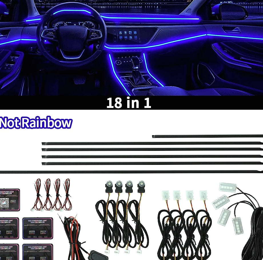 WUMFIRE RGB LED Car Ambient Light Strip Kit with App Control