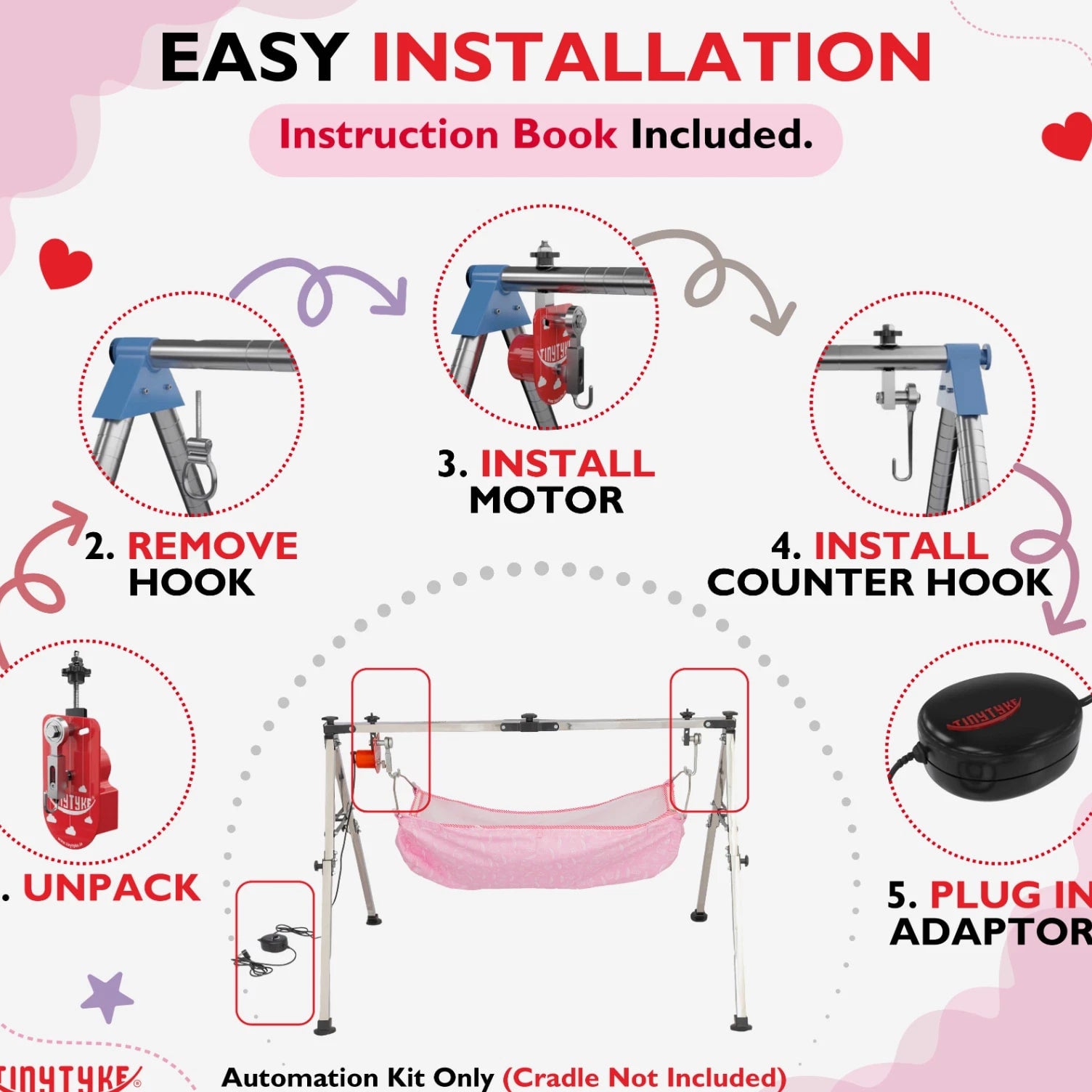 TinyTyke Baby Cradle Automation Kit with Mobile App | Automatic Swing Control