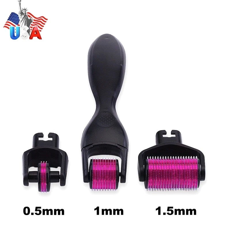 Derma Roller Kit For Face, Beard, Hair 540 Titanium Microneedle 0.5/1/1.5mm