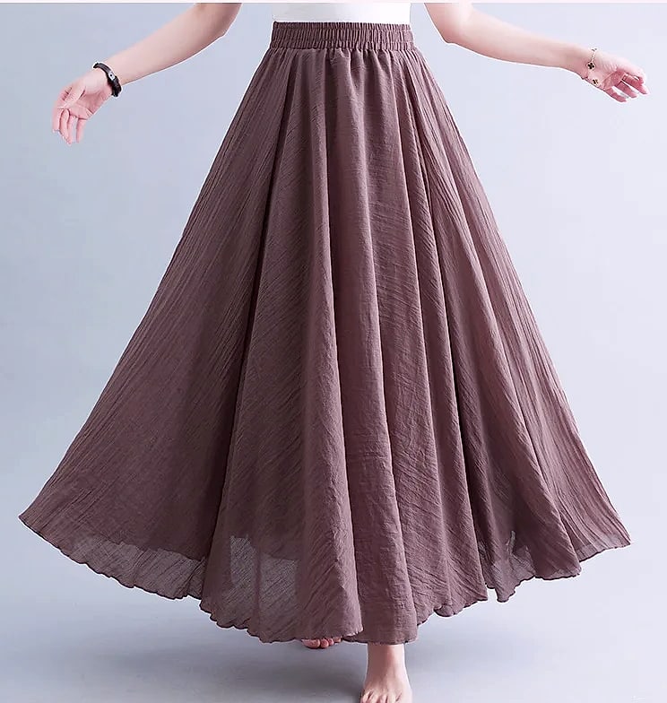 28-Color Mori Girl Cotton Linen A-line Long Skirt