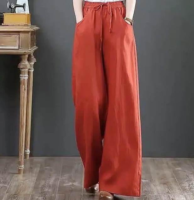 Careaymade Women's Wide Leg Pants Cotton Linen Casual