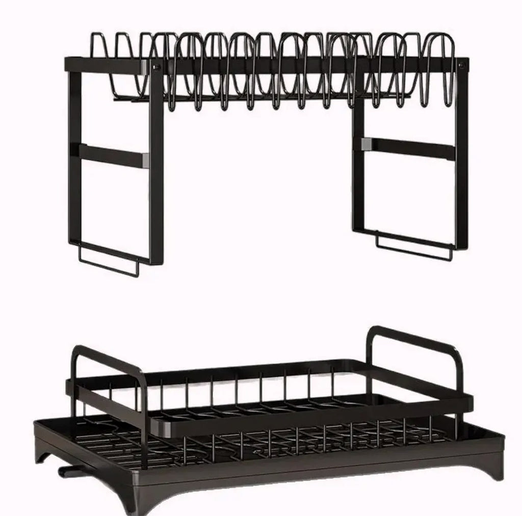 DIAMRI 2-Tier Rotating Dish Drying Rack with 360° Swivel