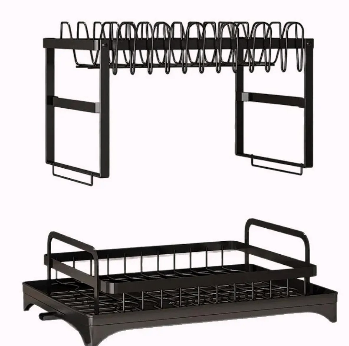 DIAMRI 2-Tier Rotating Dish Drying Rack with 360° Swivel