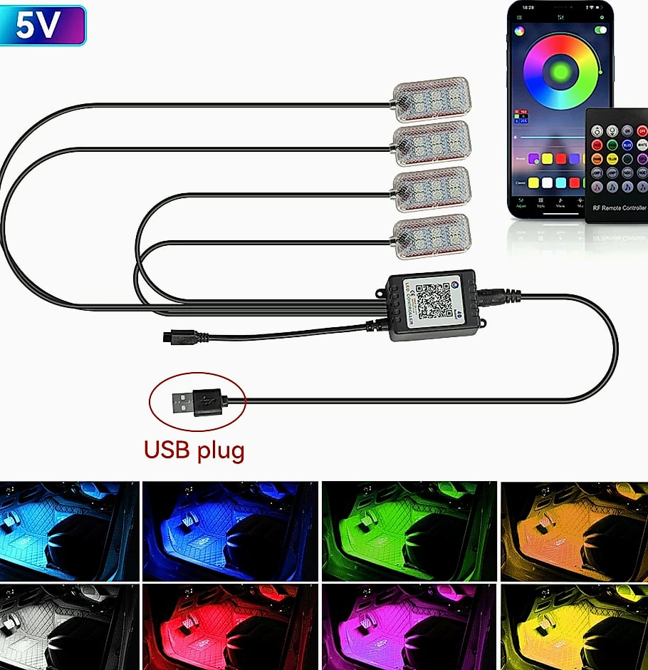 WUMFIRE Car Interior LED Ambient Lighting Kit with Remote Control