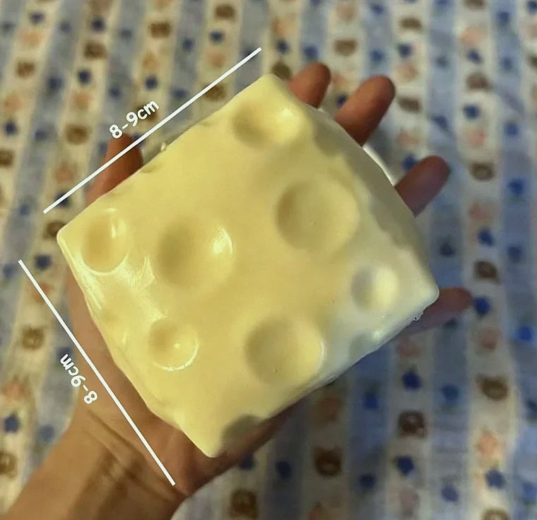 Jumbo Cheese Cube Stress Ball Shapeable Fidget Toy