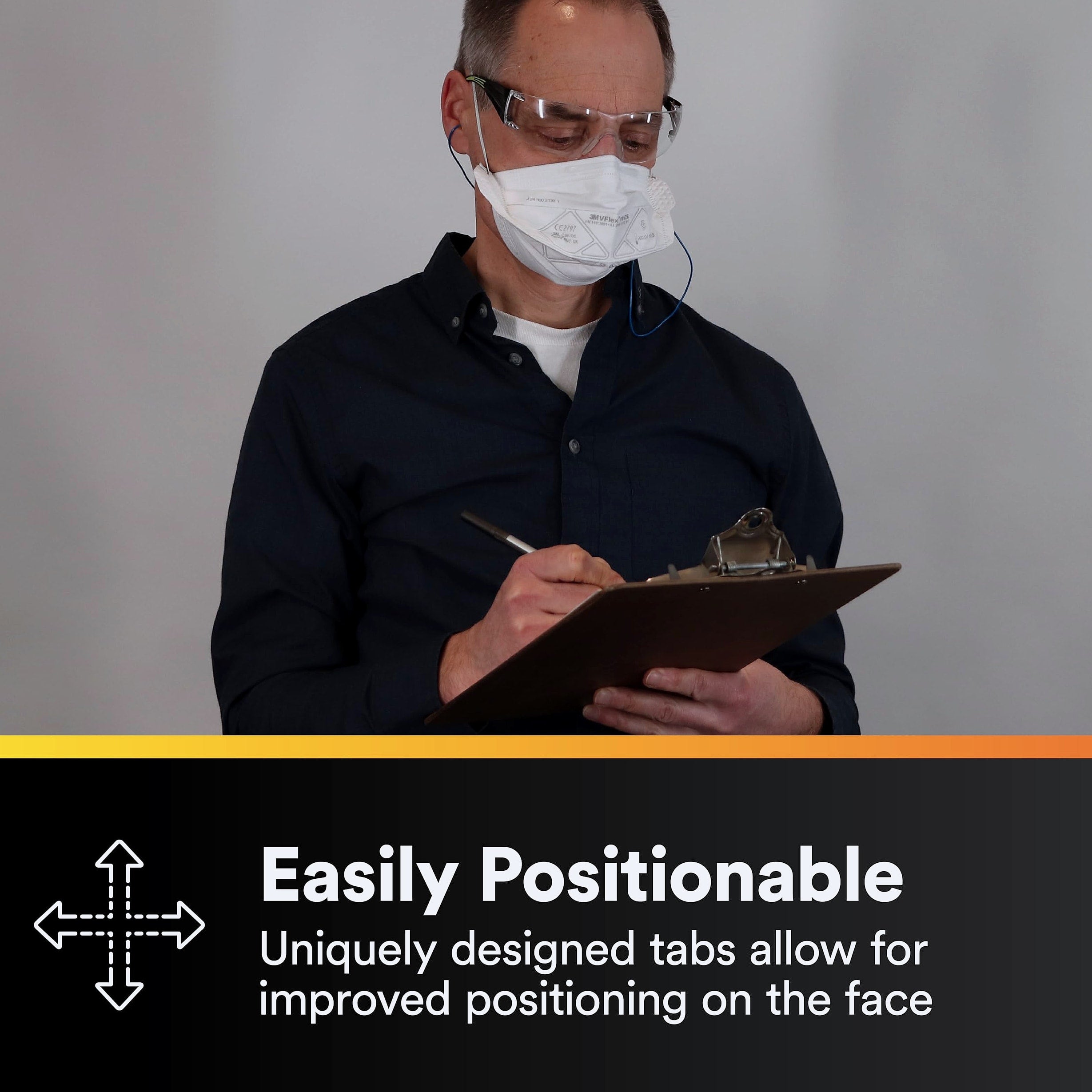 3M N95 Disposable Respirator, VFlex Particulate Respirator 9105, Pack of 50, Standard Size, NIOSH Approved, For Sweeping, Sanding, Grinding, Sawing, Bagging, Dust