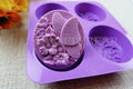 DIY 4-Cavity Butterfly Flower Oval Silicone Handmade Soap Candle Mold