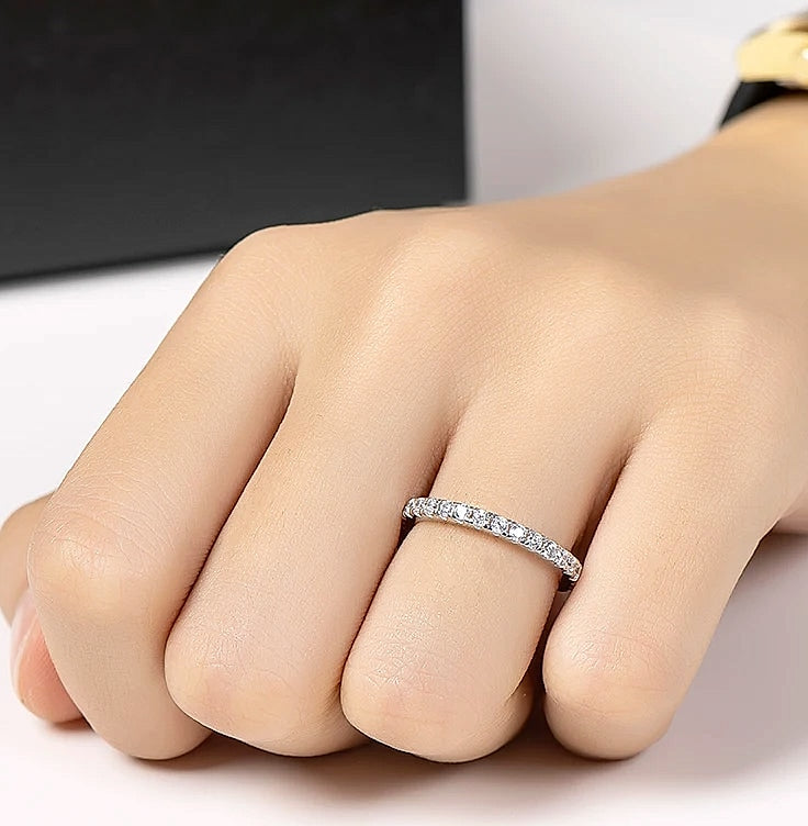 LESF 925 Sterling Silver Geometric Stackable Ring