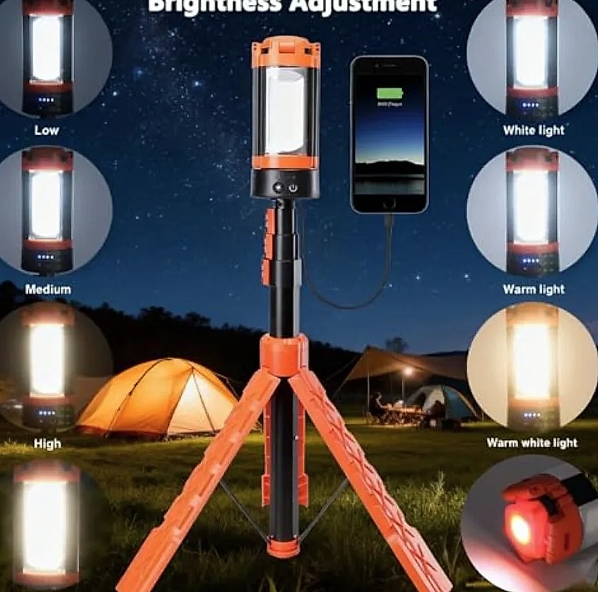 Aluminum 73 Rechargeable LED Camping Light with Telescopic Stand