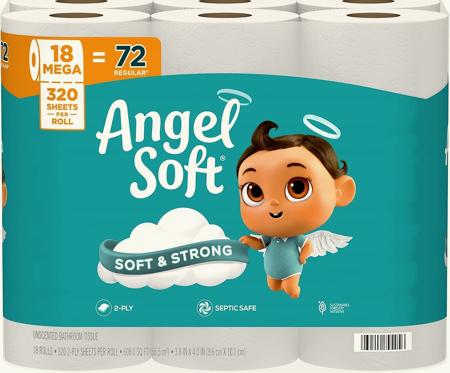 Angel Soft Mega Rolls Toilet Paper, 18 Pack, 2-Ply Soft Tissue