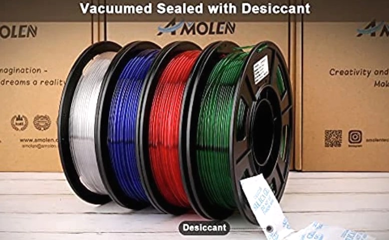 250g Each, 4 Colors PETG Filament for 3D Printing - Clear, Red, Green, Blue