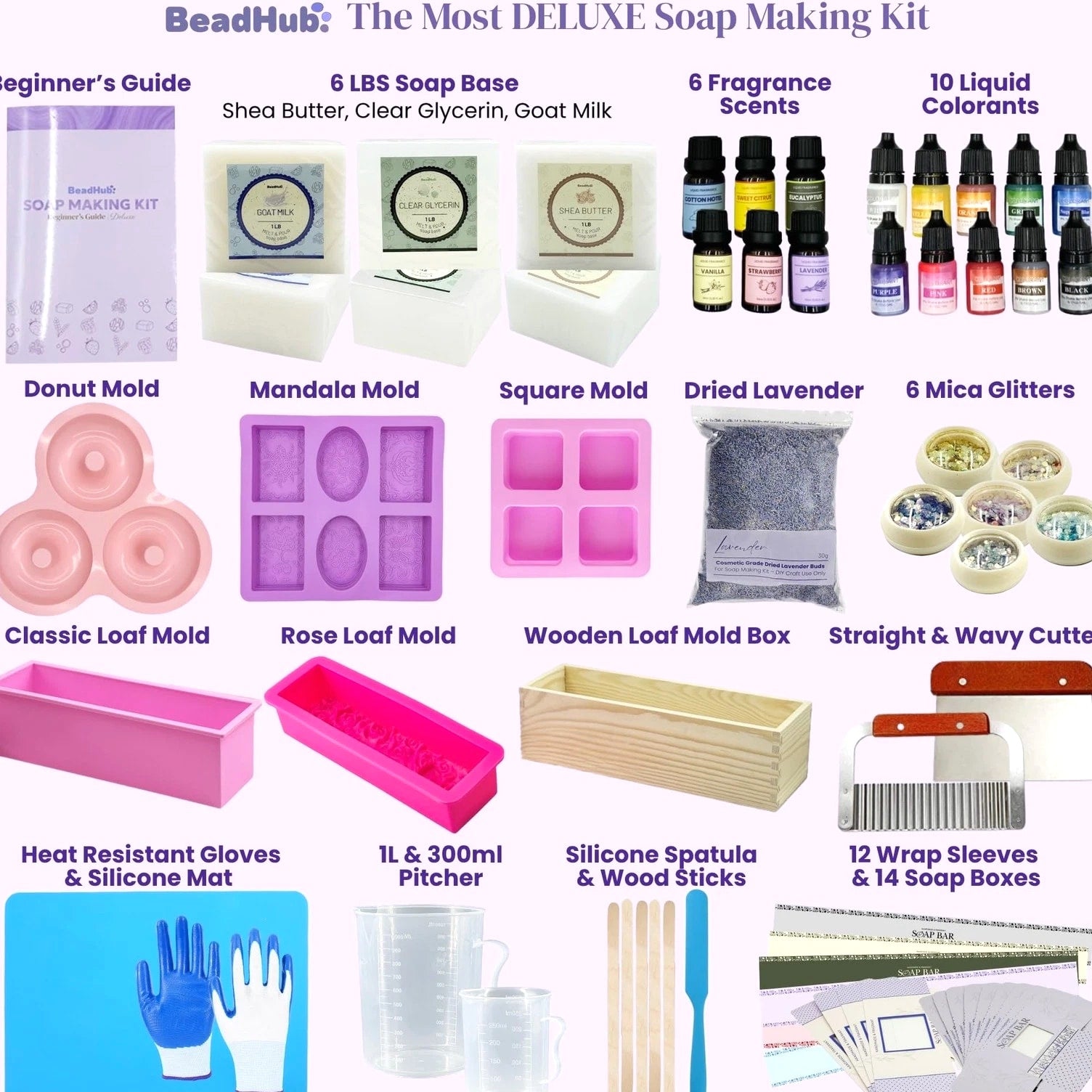 Soap Making Kit for Beginners | 6LBS Melt & Pour Soap Base - Shea Butter, Clear...