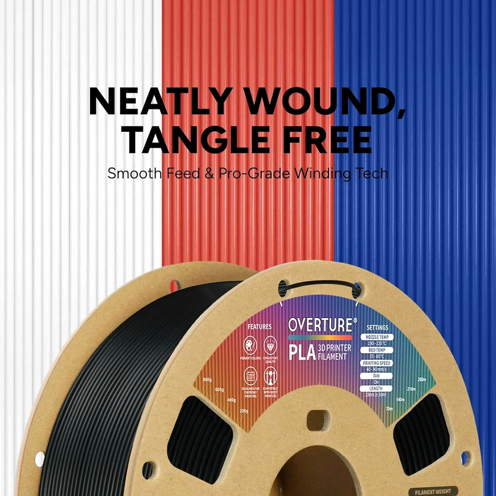PLA Filament 1.75mm, Neatly Wound 3D Printer Filament 1kg Spool (2.2lbs), Dimension