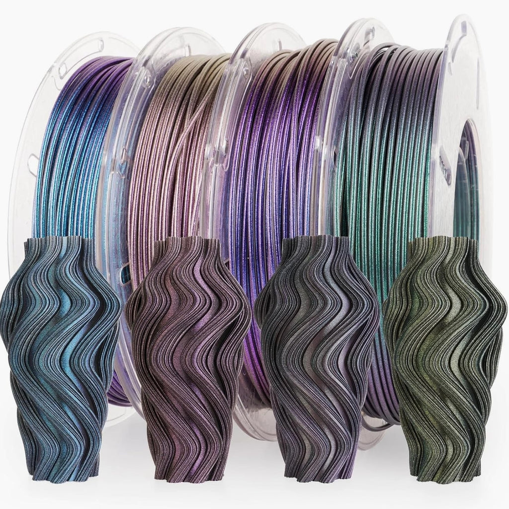 PLA 3D Printing Filament Bundle - Dark Purple/Green/Blue/Fuchsia, 200g