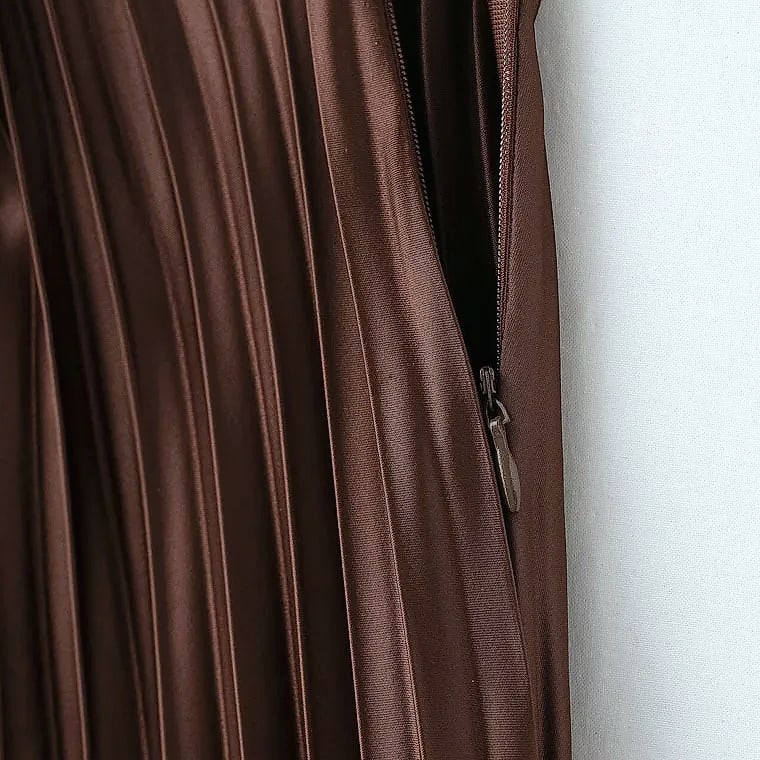 HXAO Women's Pleated Midi Skirt Brown Summer