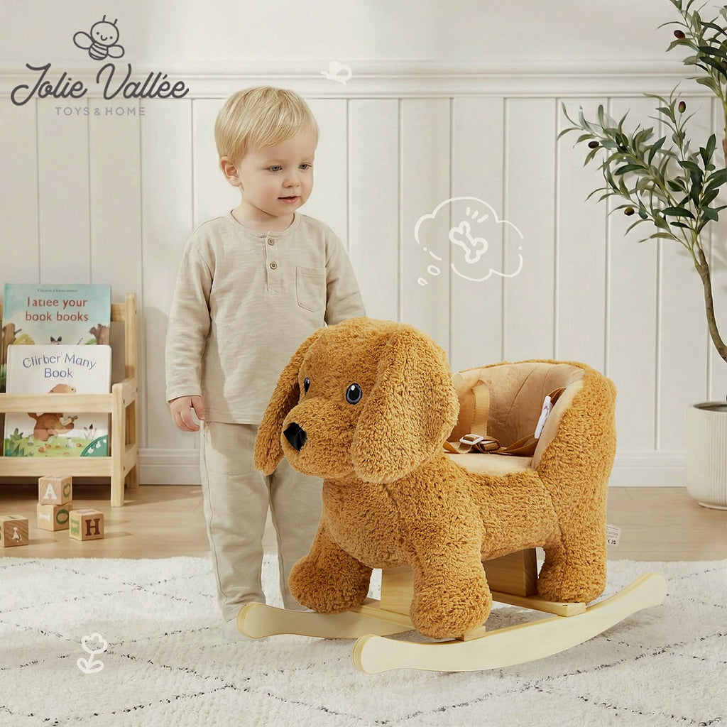 Jolie Vallée Poodle Wooden Rocking Horse for Toddlers