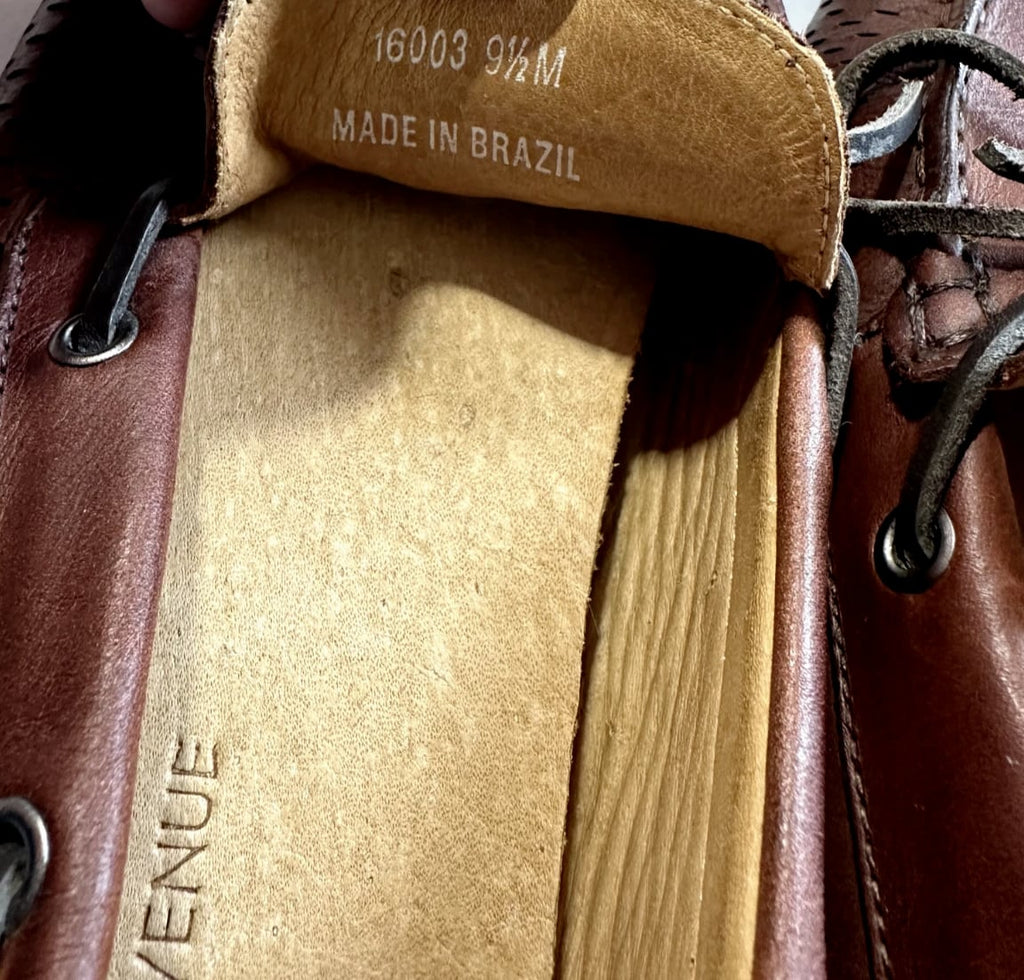 Saks Fifth Avenue Brown Leather Driving Mocs Loafer Flat Mens Shoe Size 9.5