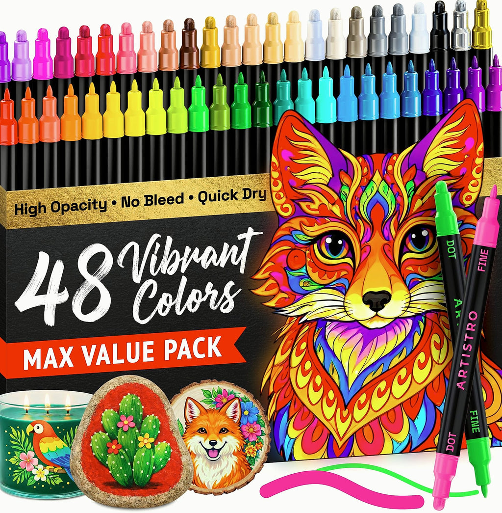 ARTISTRO 36 Dual-Tip Acrylic Paint Markers for Art and Crafts
