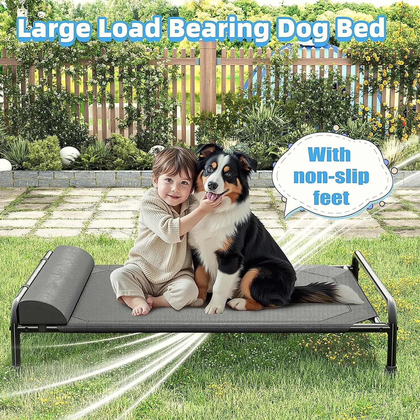 Elevated Dog Bed for Large Dogs, 44.5" Cooling Raised Pet Cot