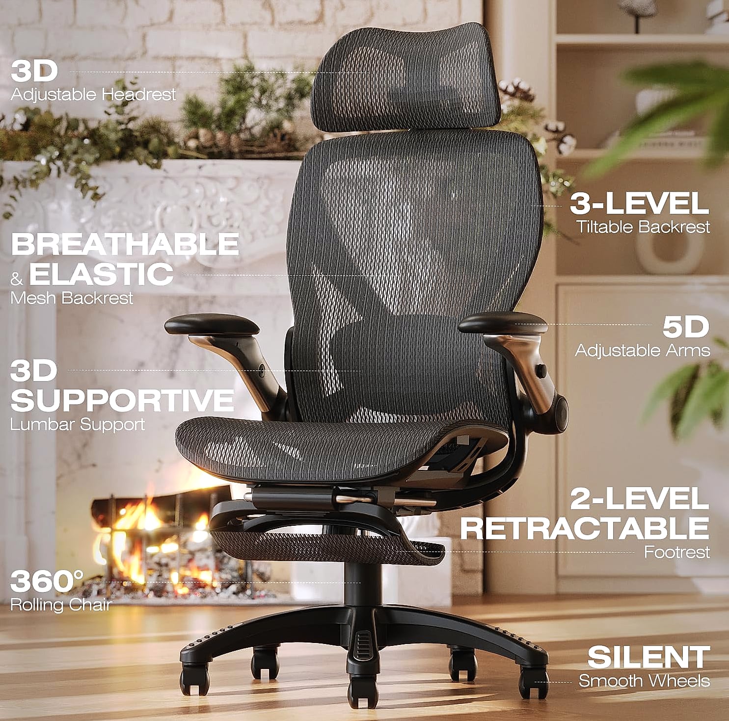 ELABEST X100 Ergonomic Mesh Office Chair with Lumbar Support