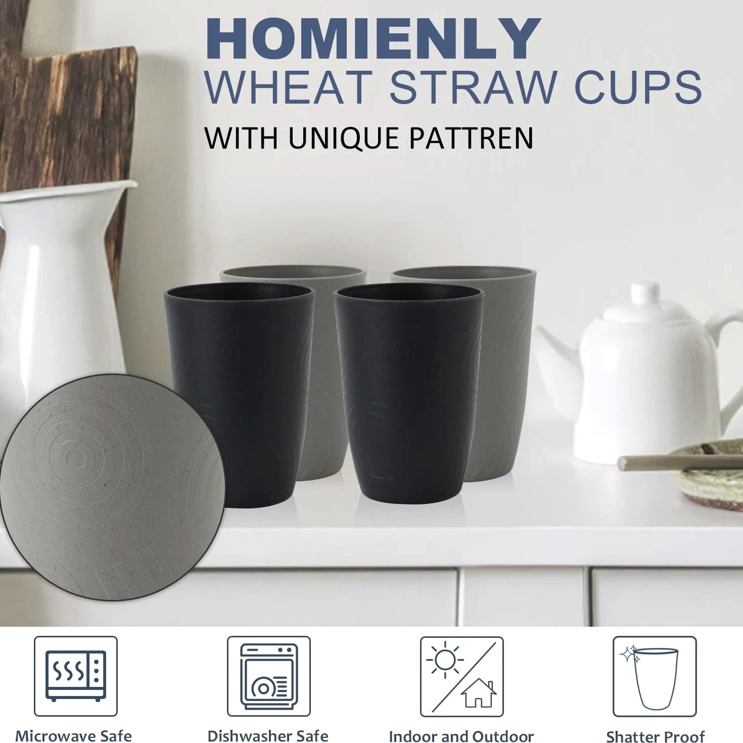Drinking Glasses 16oz Wheat Straw Cups-Stackable and Reusable Cups, Alternati...