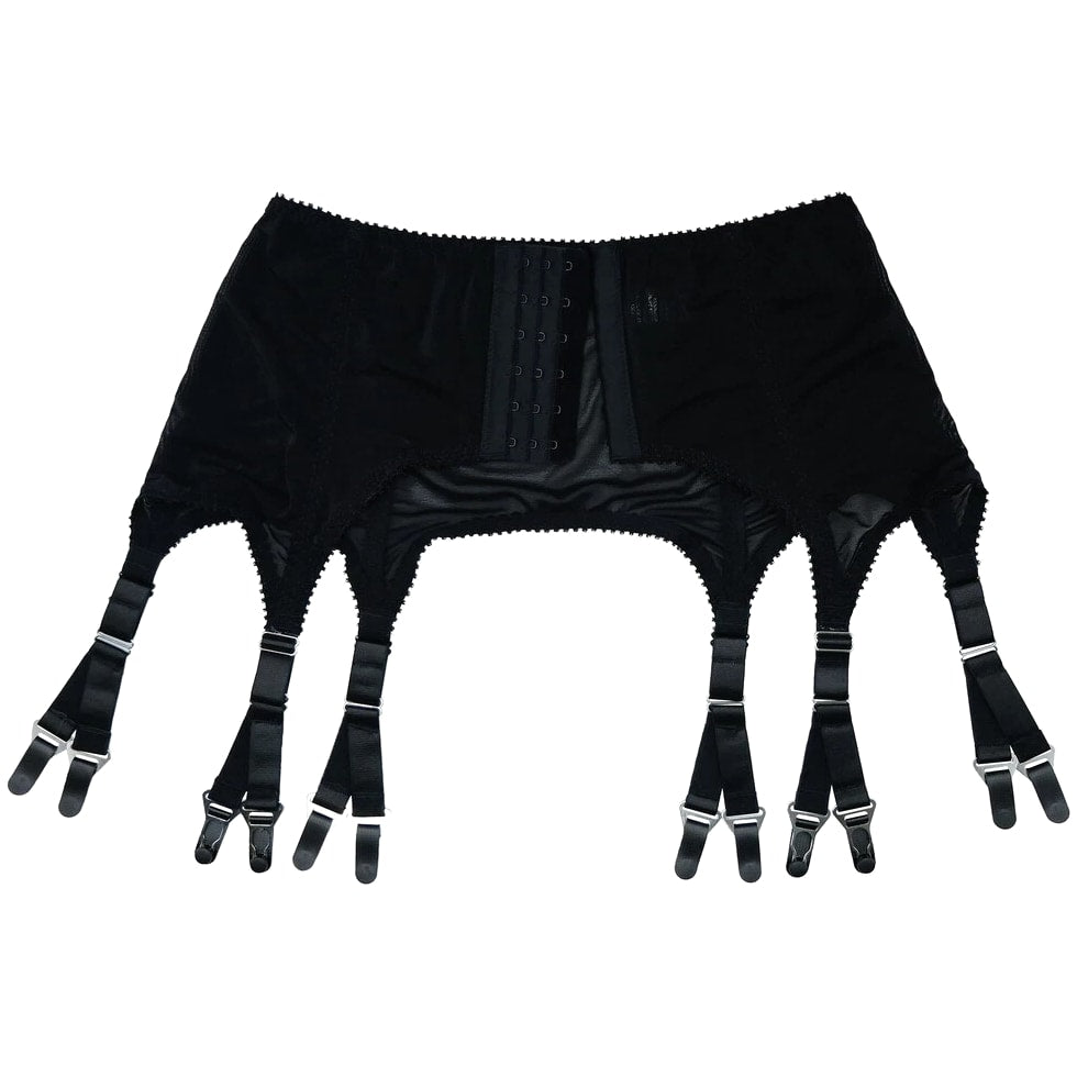 Luxallacki Stretchy Mesh Garter Belt with 6 Adjustable Y-straps and 12 Buckles
