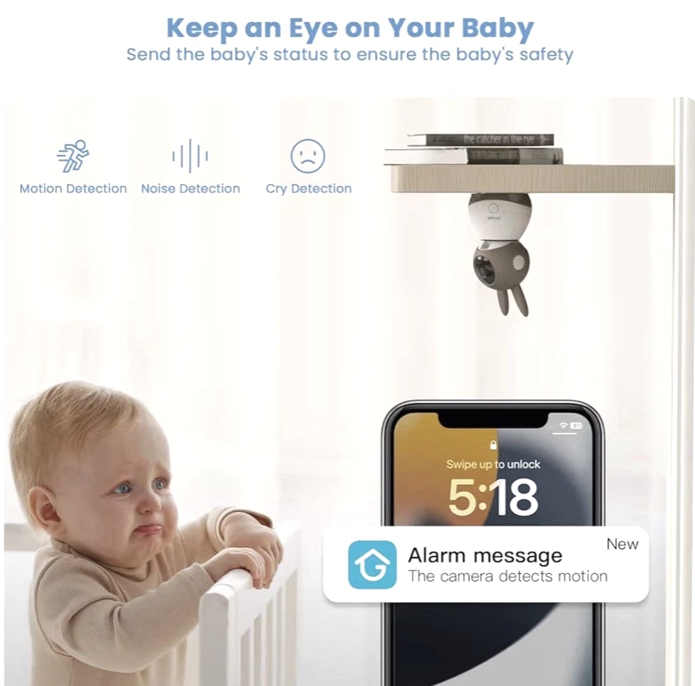 ieGeek Baby Monitor with 2K HD Resolution, Pan-Tilt-Zoom Video Baby Monitor Cam