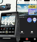 4K HDR Dual Dash Cam with Front and Rear Recording, GPS
